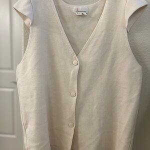 Anthropologie Cream Button-Down Tank Top